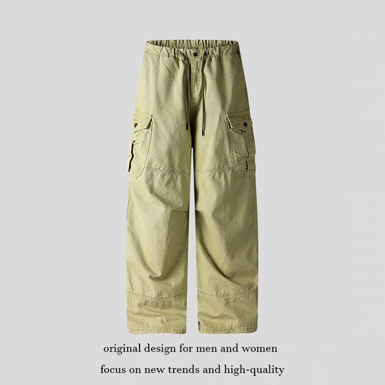 Damen Weite Cargo-Palazzo-Hose mit Tunnelzugbund und Mehrfachtaschen Shop Nory