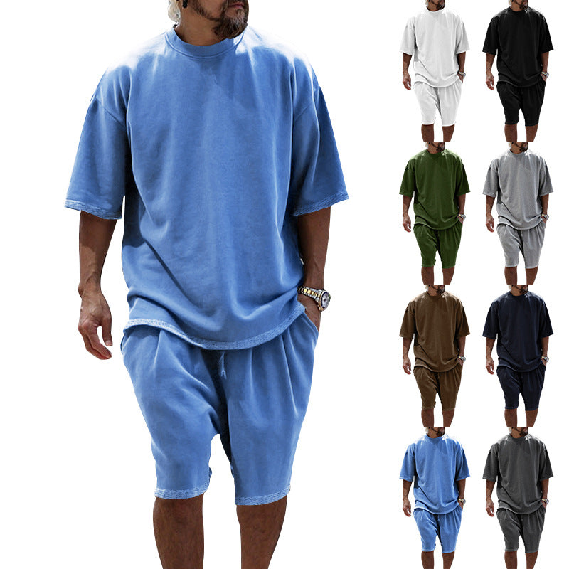 Herren lässiges Freizeit-Set aus atmungsaktivem Material mit elastischem Bund Shopnory