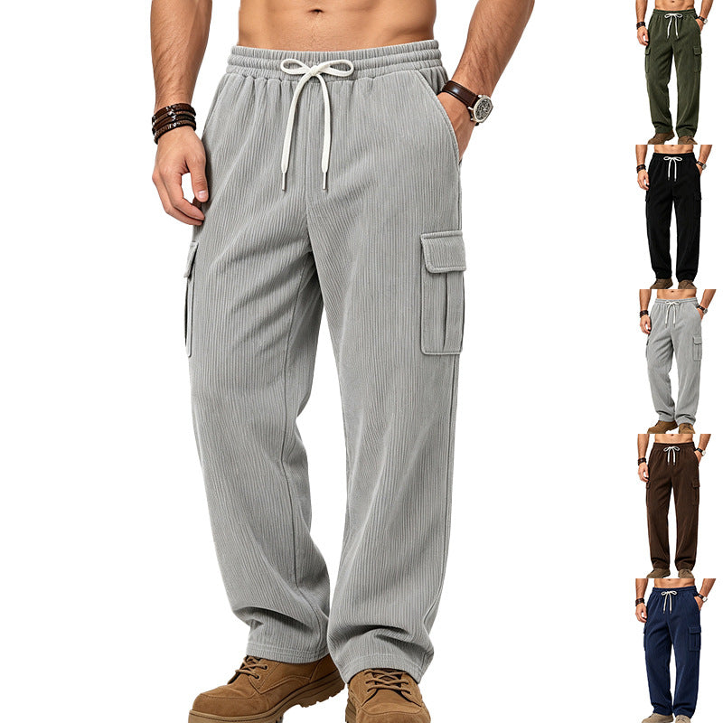 Herren Lässige Cord-Cargo-Hose mit elastischem Bund und Kordelzug Shop Nory