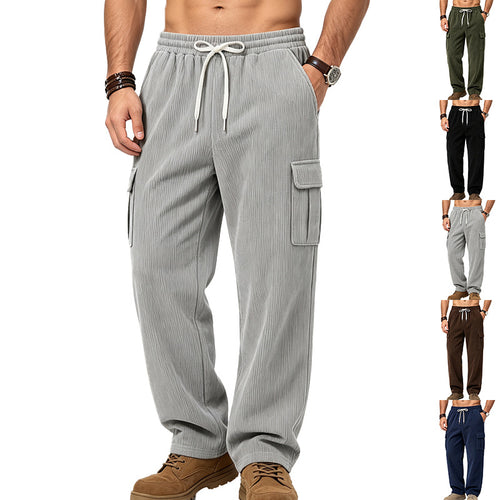 Herren Lässige Cord-Cargo-Hose mit elastischem Bund und Kordelzug Shop Nory