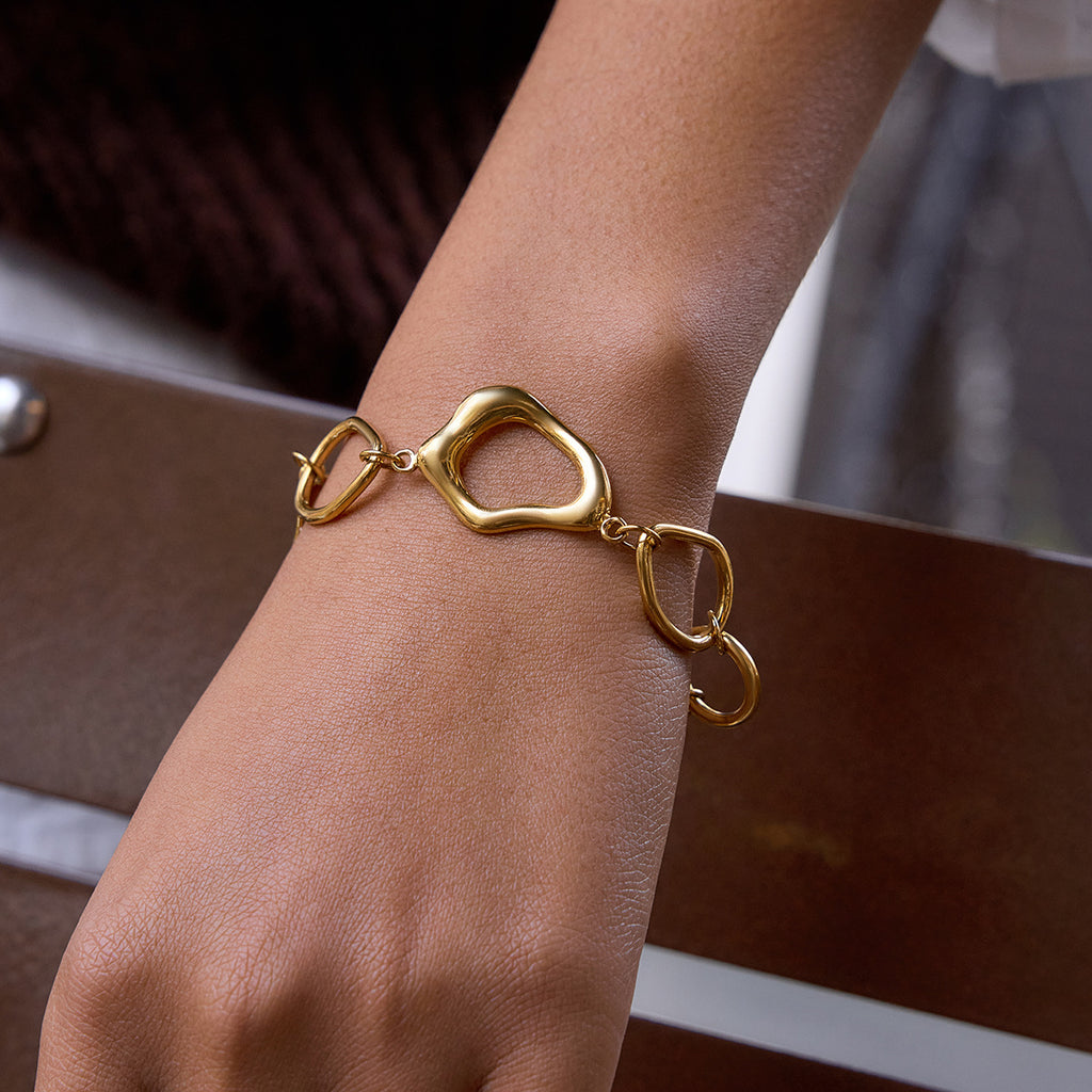 Damen Offenes Armband mit modernem Link-Design aus hypoallergenem Edelstahl Shop Nory
