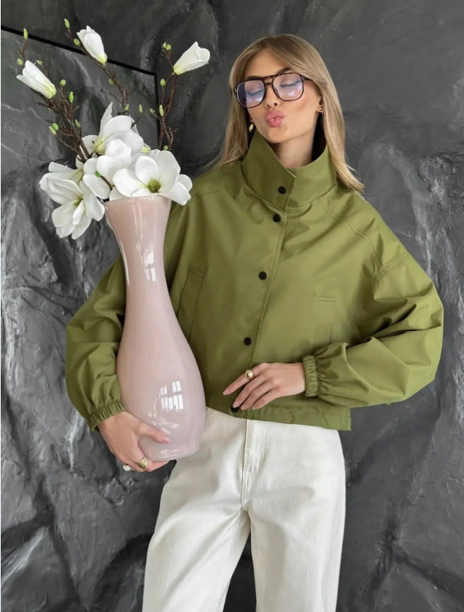 Damen Modische Kurzjacke mit hohem Kragen