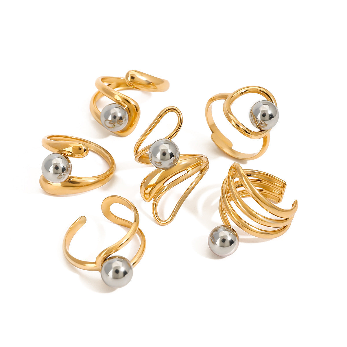 Damen Offener Ring mit modernem, minimalistischen Design und funkelndem Edelstahl Shop Nory