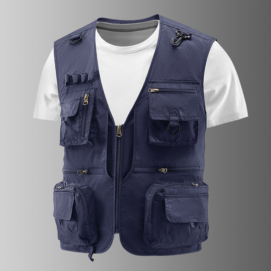 Herren Multifunktionale Cargo-Utility-Weste mit zahlreichen Reißverschlussfächern und D-Ringen Shop Nory