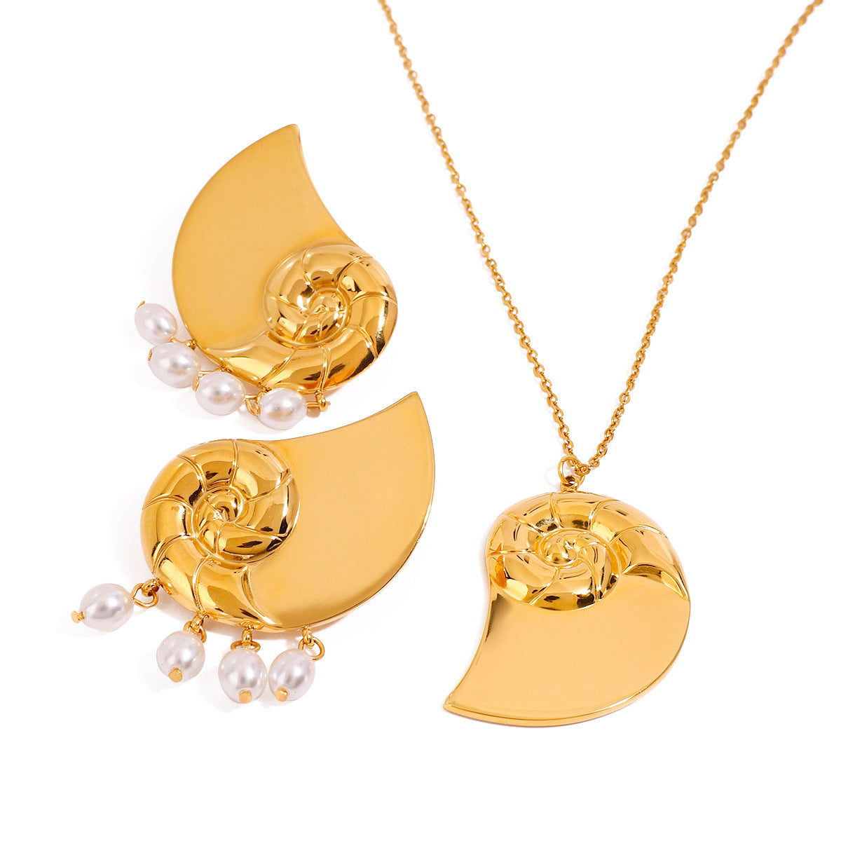Damen Halskette mit Nautilus-Anhänger aus hypoallergenem Edelstahl Shop Nory