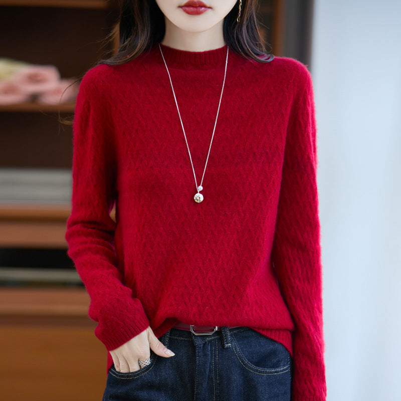 Damen Weicher Feinstrick‑Pullover mit kurzem Mockneck, leichter Mohair‑Optik und entspannter Silhouette Shop Nory