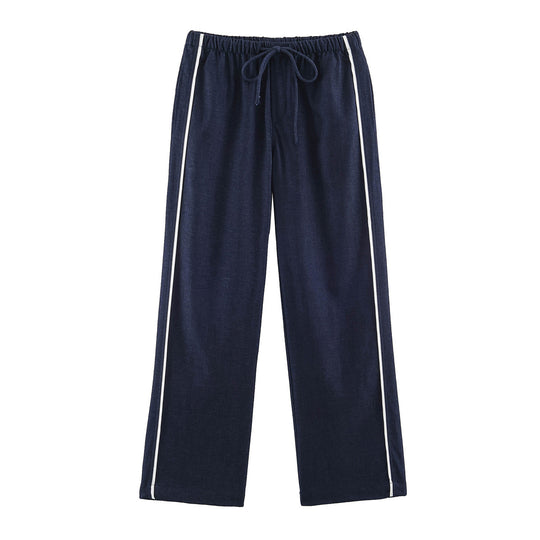 Damen Lounge-Hose mit weitem Bein, Kordelzug und seitlichen Kontraststreifen Shop Nory