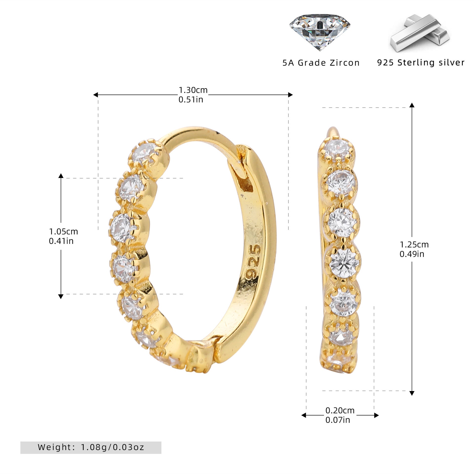 Damen Creolen mit funkelnden Zirkon-Akzenten und hochwertigem 925 Sterling Silber Shop Nory