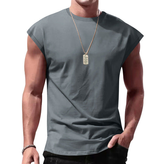 Herren nan lockeres ärmelloses Muskelshirt aus Baumwolljersey mit überschnittener Schulterpartie Shopnory