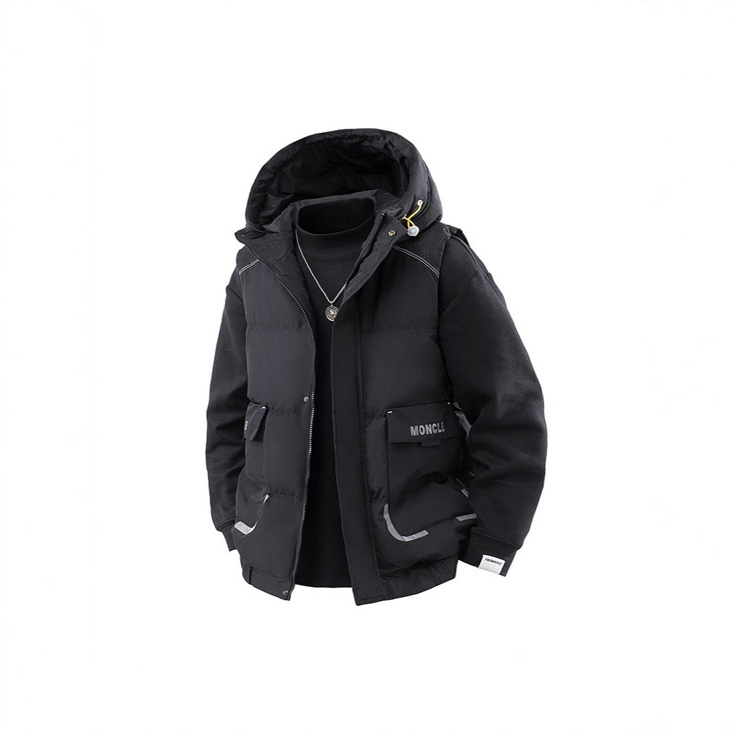 Herren Gesteppte Outdoor-Weste mit Kapuze, Cargo-Taschen und verstellbarem Saum Shop Nory
