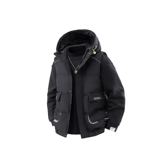 Herren Gesteppte Outdoor-Weste mit Kapuze, Cargo-Taschen und verstellbarem Saum Shop Nory