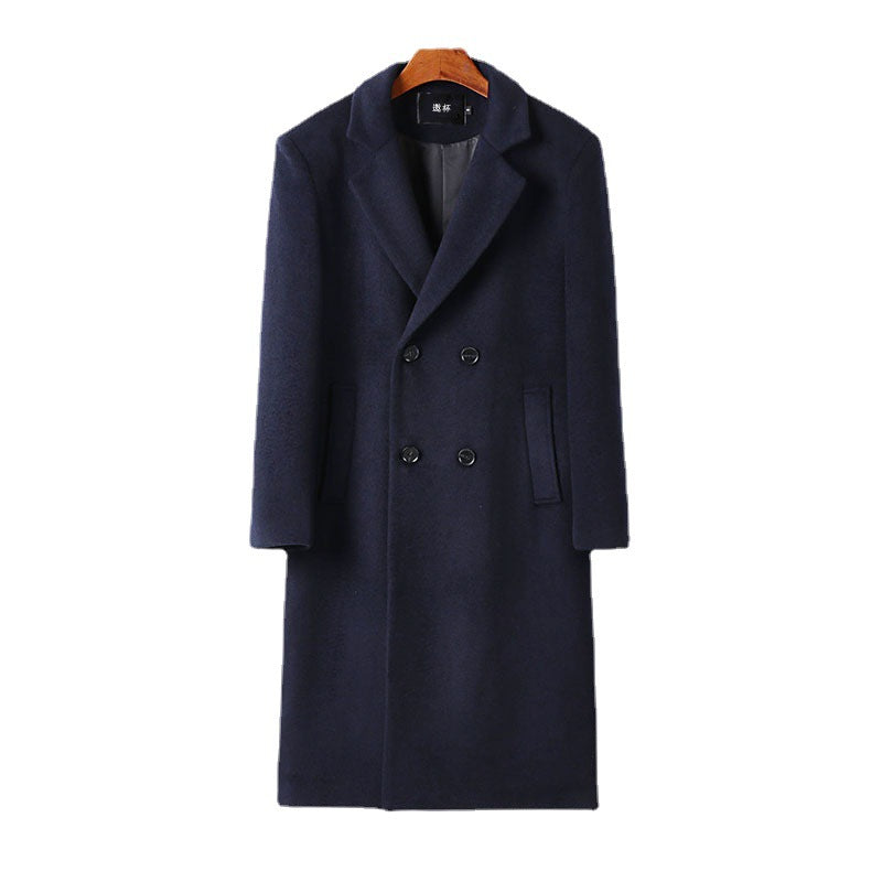 Herren Eleganter Wollmix-Longcoat mit Doppelreihe und fallendem Revers Shop Nory