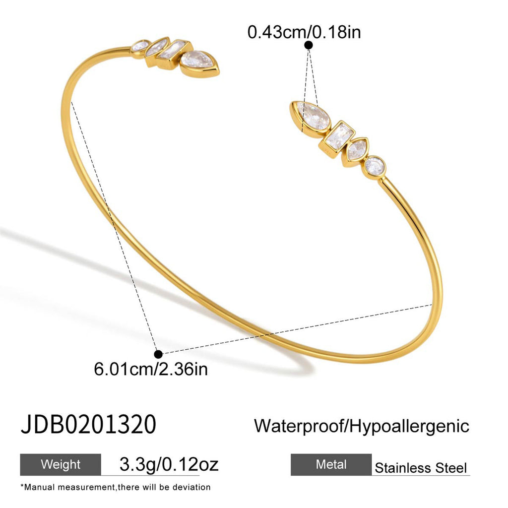 Damen Offenes Armband mit funkelnden Kristallen und hypoallergener Edelstahlverarbeitung Shop Nory