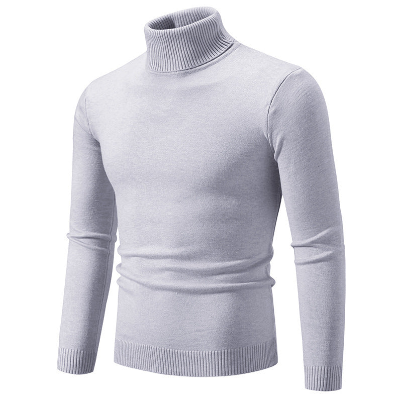 Herren nan taillierter Rollkragenpullover aus feinem Feinstrick mit geripptem Kragen