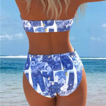 Damen Bikini-Set mit elegantem Bandeau-Oberteil und hochgeschnittenen Shorts Shopnory