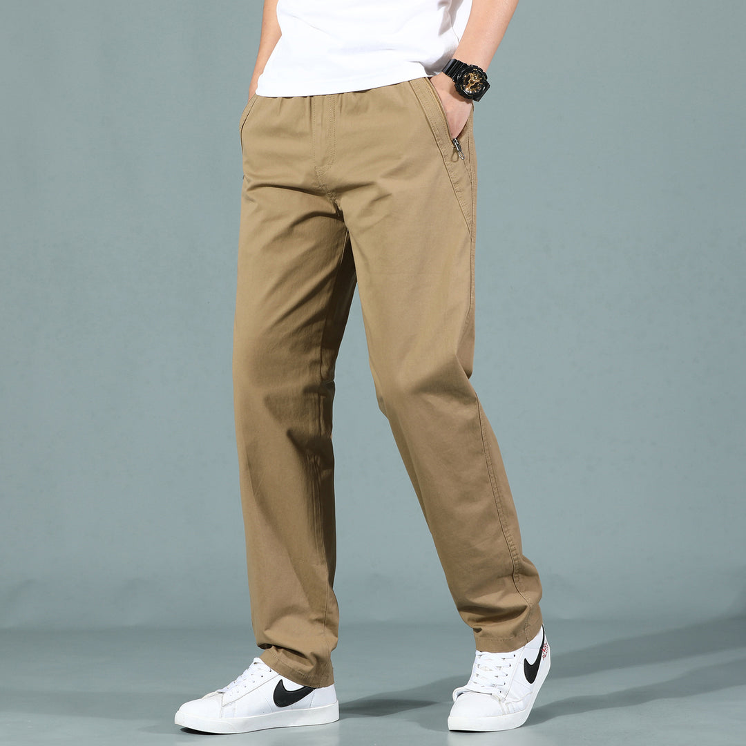 Herren Locker geschnittene Chinohose mit seitlicher Reißverschlusstasche und elastischem Beinabschluss Shop Nory