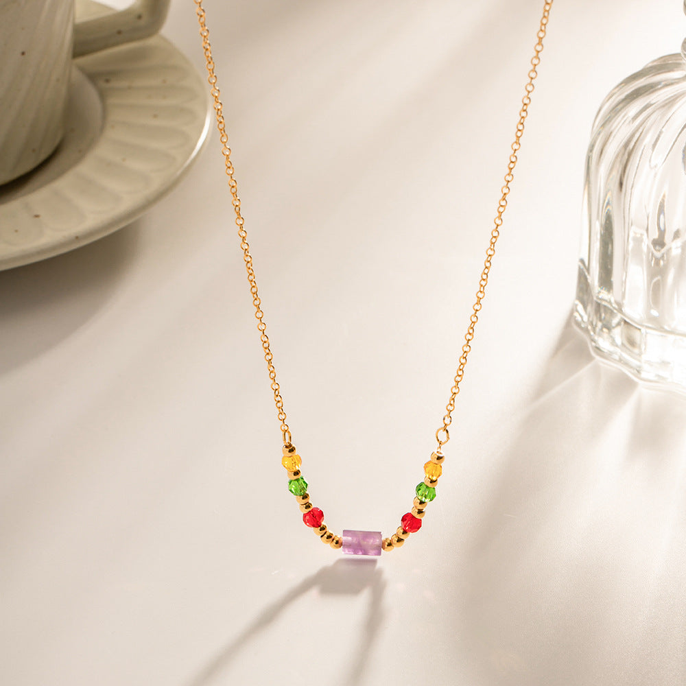 Damen Halskette mit farbenfrohen Kristallanhängern und elegantem Design Shop Nory