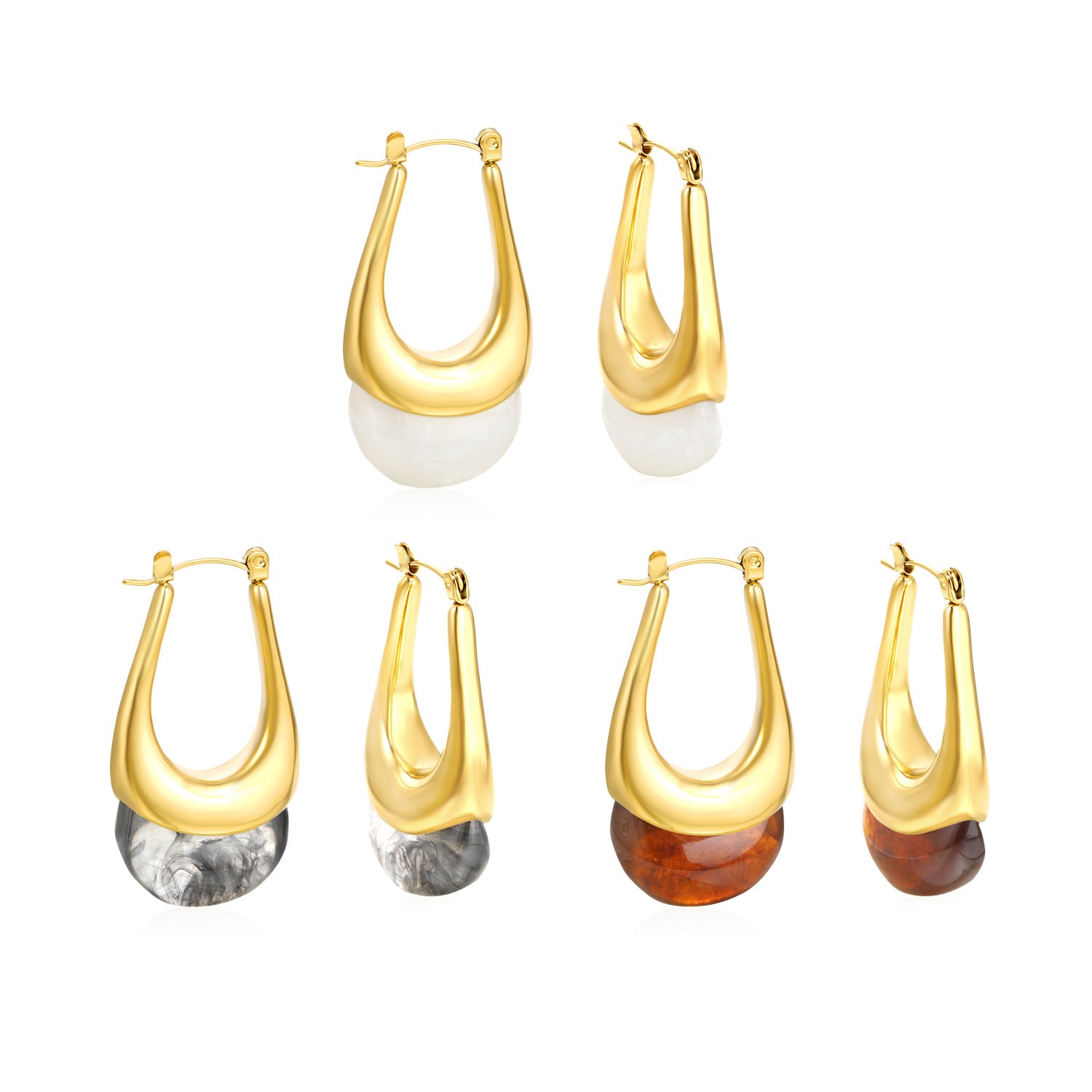 Damen Hängende Ohrringe mit elegantem Goldüberzug und perlmutternem Design Shop Nory