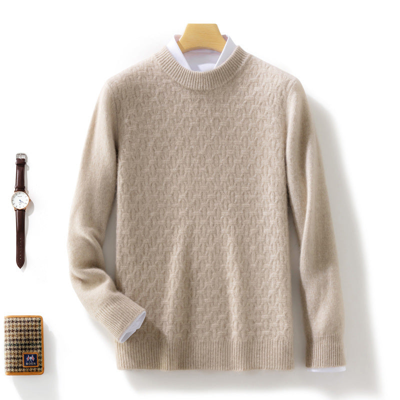Damen Strukturierter Mockneck-Pullover im Kaschmir‑Look mit geometrischer Wabenstruktur Shop Nory