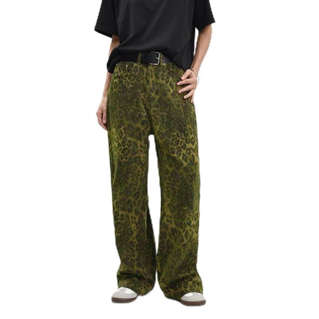 Damen Weit geschnittene Leoprint-Hose mit flexiblem Bund und modischem Design