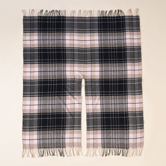Damen Oversize-Wickelruana im Blockkaro mit Fransen-Detail Shop Nory