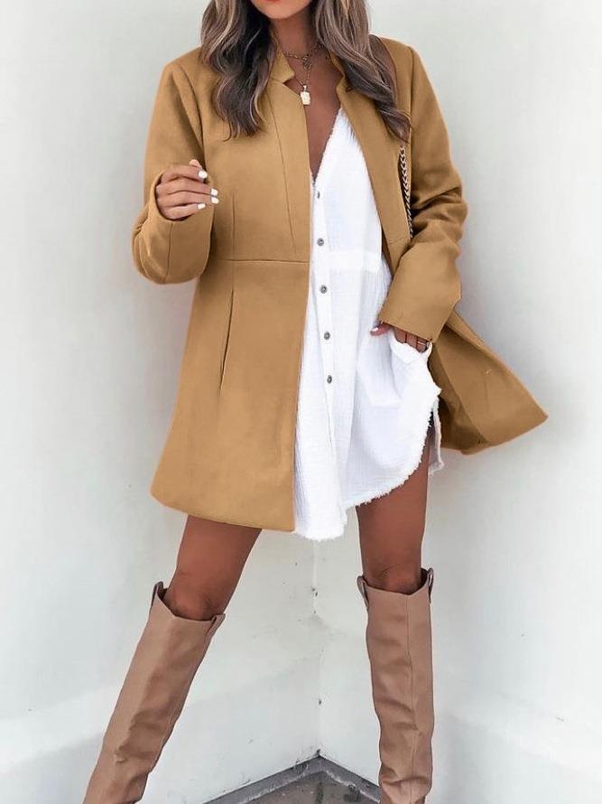 Damen Longline Blazermantel mit taillierter Teilungsnaht und cleanem V‑Ausschnitt Shop Nory