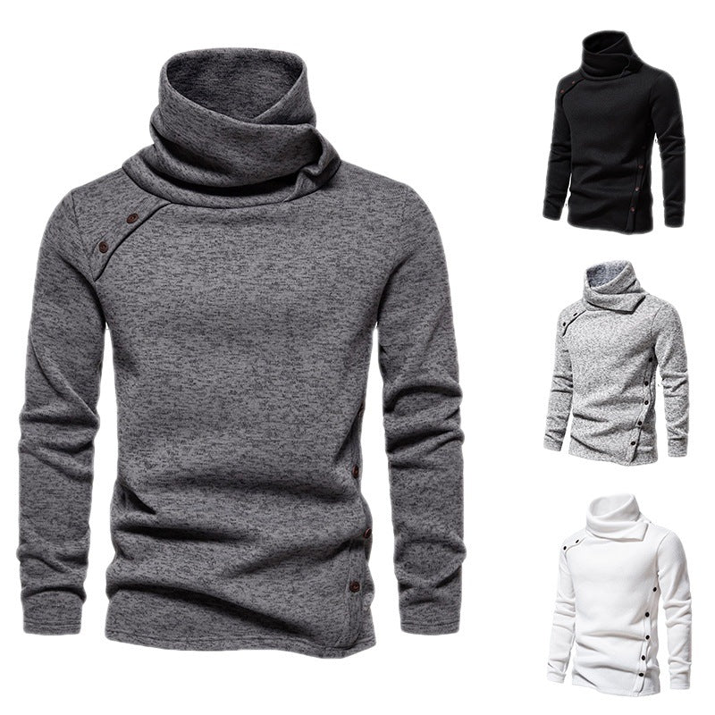 Herren Strickpullover mit großem Schalkragen, asymmetrischer Knopfleiste und schmaler Silhouette Shop Nory