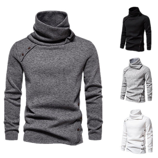 Herren Strickpullover mit großem Schalkragen, asymmetrischer Knopfleiste und schmaler Silhouette Shop Nory