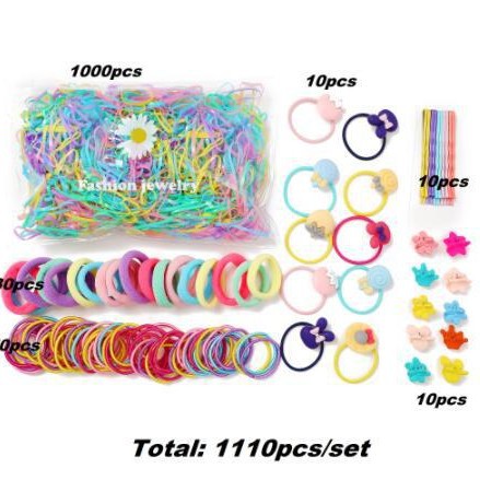 Damen Haaraccessoire-Set mit bunten Haargummis und verschiedenen Haarclips Shop Nory