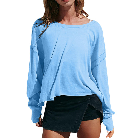 Damen Cropped-Sweatshirt mit überkreuztem Cut-Out-Rücken und rohen Saumkanten Shop Nory