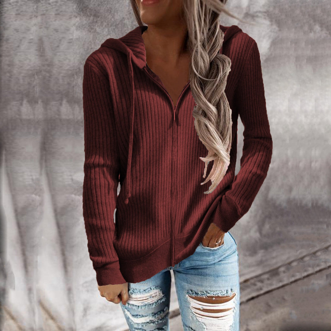 Damen Kapuzenjacke aus strukturiertem Material mit praktischen Taschen