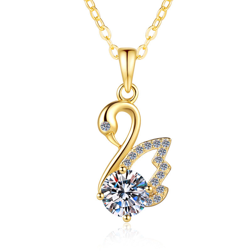 Damen Anhänger-Halskette mit elegantem Schwan-Design und funkelnden Kristallen Shop Nory