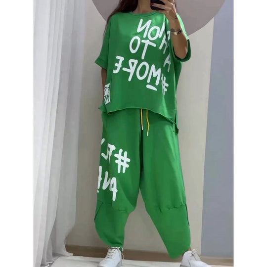 Damen Lässiges Set mit oversize T-Shirt und bequemen Jogginghose