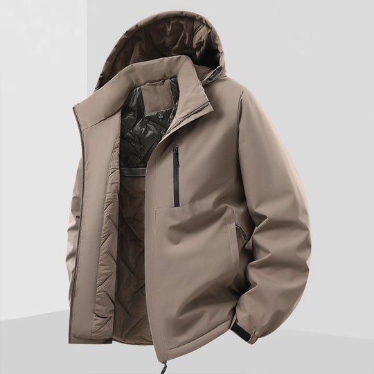 Herren Leichte isolierte Hybrid-Outdoorjacke mit Thermofutter, Kapuze und wasserdichten Reißverschlüssen Shop Nory