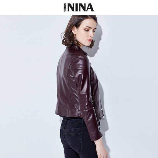 Damen Trendige Bikerjacke aus hochwertigem Leder Shop Nory