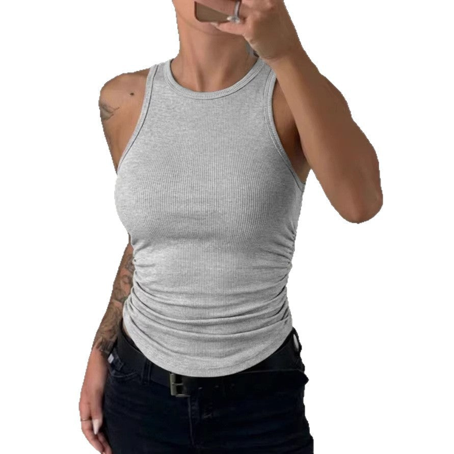 Damen figurbetontes Ripp-Top mit Rundhalsausschnitt Shopnory