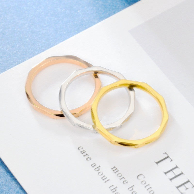 Damen Hochwertiger, facettierter Ring aus Edelstahl Shop Nory