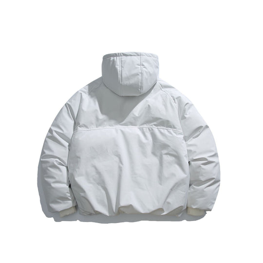 Unisex Kurz geschnittener asymmetrischer Steppparka mit Kapuze und Thermo‑Isolierung Shop Nory