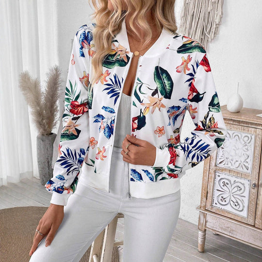 Damen Freizeitjacke mit floralem Design und Reißverschluss