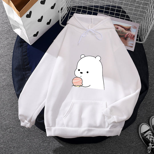 Damen nan oversized Kapuzenpullover im Streetstyle mit weichem Fleece-Innenfutter, Kängurutasche und farbenfrohem Cartoon-Katzen-Planet-Print Shop Nory