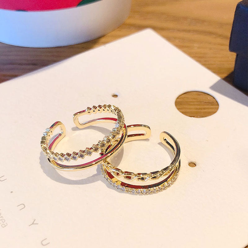 Damenring mit geschichtetem Zirkonia-Design Shop Nory