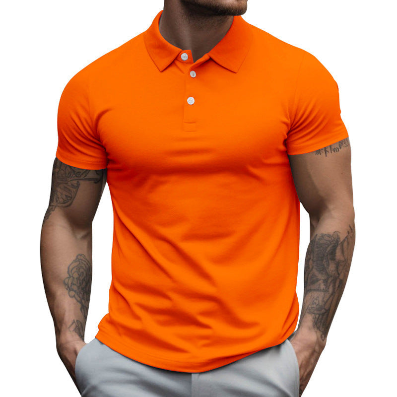 Herren nan tailliertes elastisches Piqué-Poloshirt mit klassischem Kragen