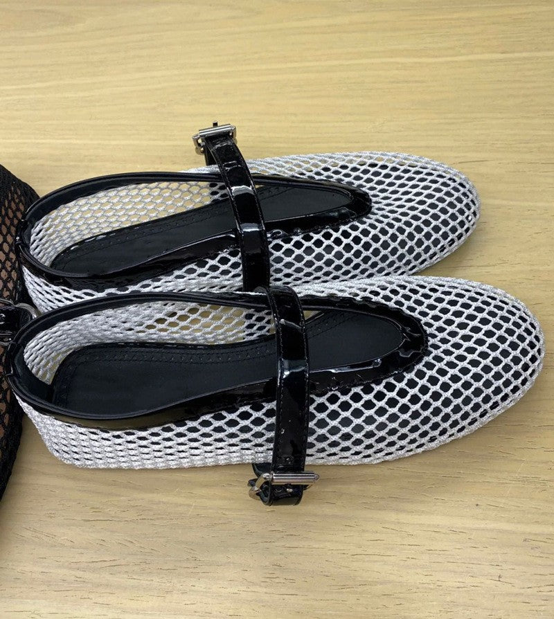 Damen Netz-Slipper mit verstellbarem Riemen und weichem Innenfutter