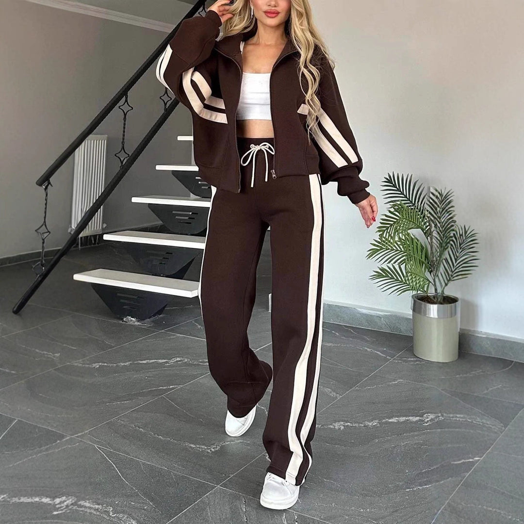 Damen Zweiteiliges Sweatset mit Reißverschlussjacke und High‑Waist Relaxed-Jogginghose Shop Nory