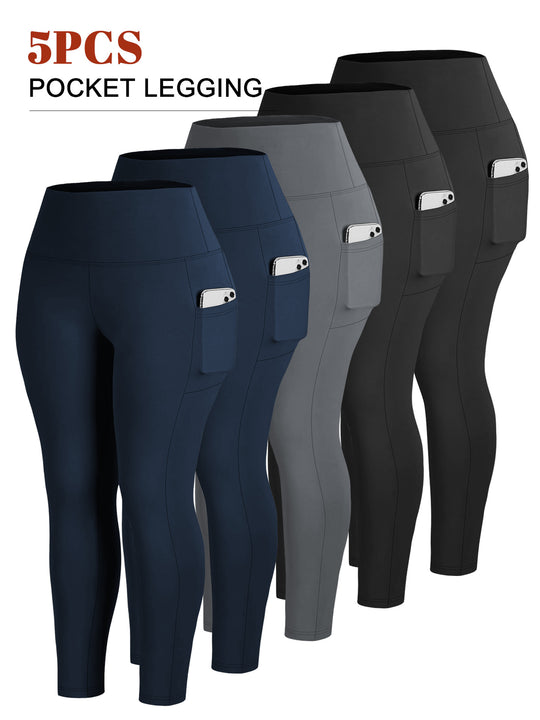 Damen Knöchelhohe Sportleggings mit hohem Bund und seitlicher Smartphone-Tasche Shopy Nory