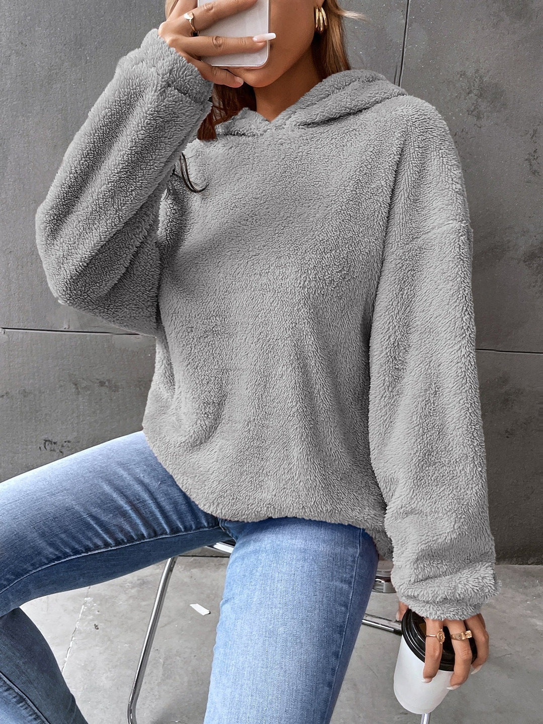 Damen kuscheliger Hoodie aus hochwertigem Plüsch
