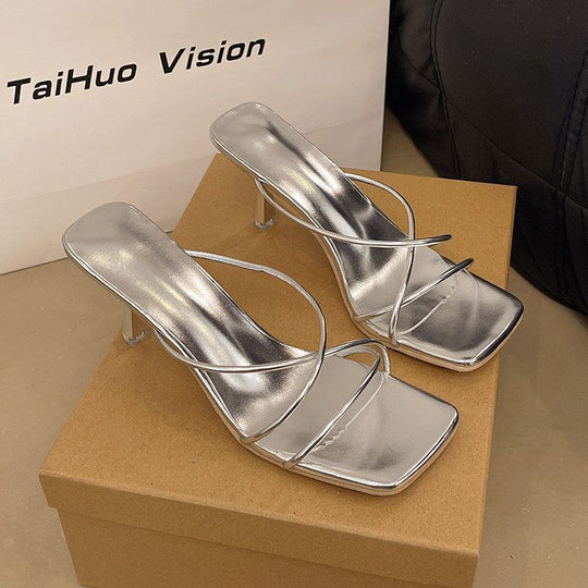 Damen elegante High Heel Sandalen mit schickem Riemendesign