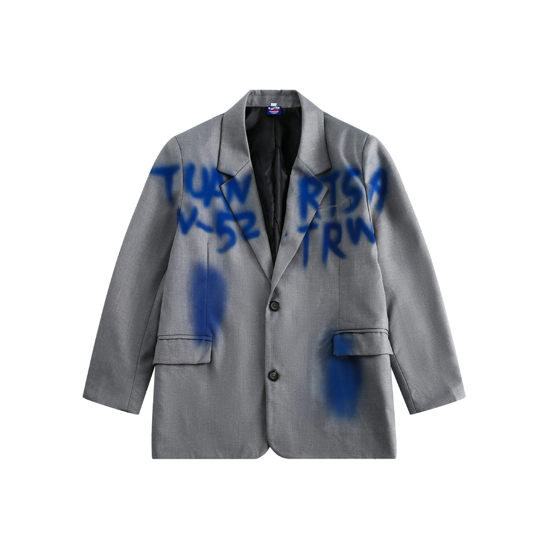 Herren kastig geschnittenes Oversize‑Sakko mit Graffiti‑Print und Reverskragen Shop Nory