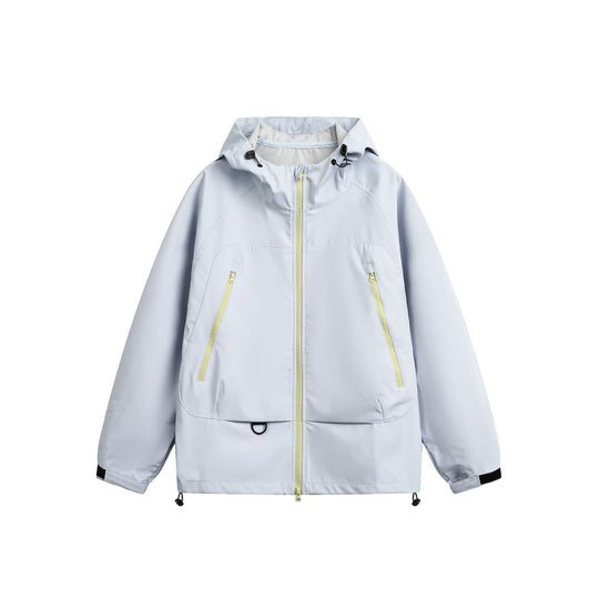Damen Wasserdichte Softshell‑Regenjacke mit Kapuze, verstellbarem Saum und kontrastierenden Reißverschlüssen Shop Nory