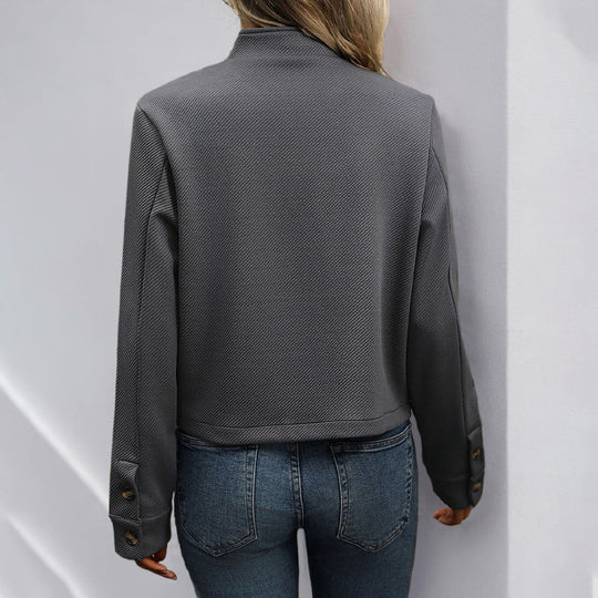 Damen stylische Jacke mit Knopfdetails und modernem Schildkragen
